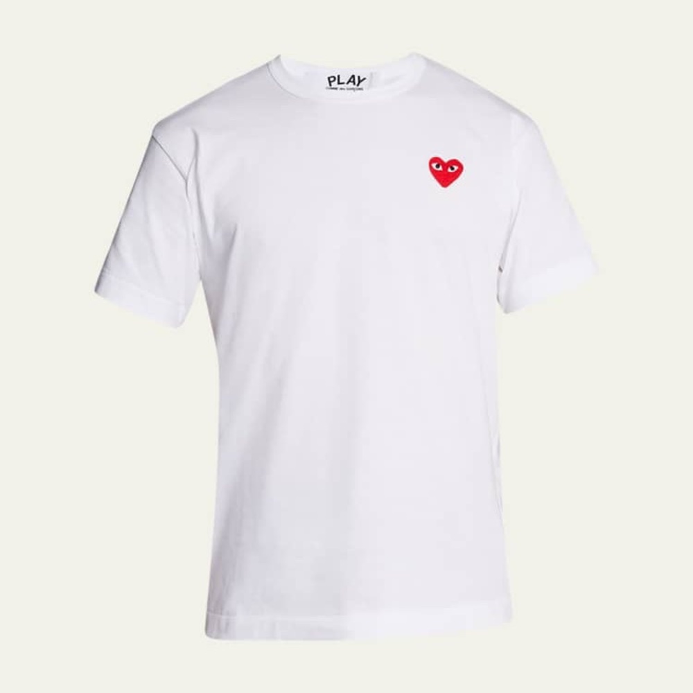 COMME DES GARÇONS Play White T-Shirt with Red Heart Logo